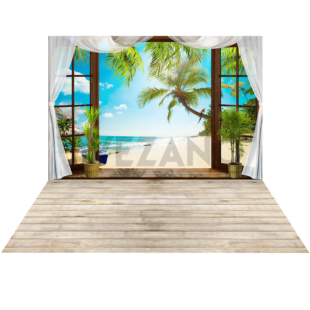 Avezano Summer Beach 2 pcs Set Backdrop-AVEZANO